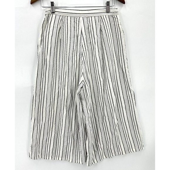 Michael Stars Pants Womens Striped Culottes Seersucker Wide Leg White Black XS - Picture 2 of 13